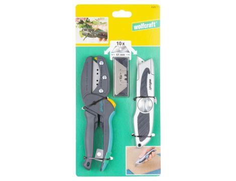 Zestaw do cięcia (nożyce + nóż + ostrza trapezowe), Wolfcraft - 2
