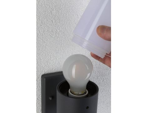 Oprawa elewacyjna TUBS E27 max. 15W + czujnik ruchu 230V szary metal/ tworzywo sztuczne - 4