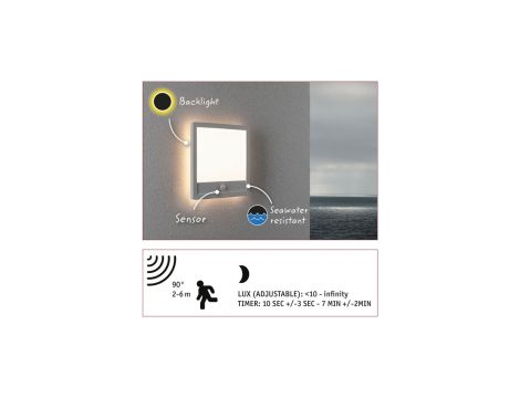 Plafoniera LAMINA LED 14.5W kwadratowa PIR 3000K IP44 230V biały / tworzywo sztuczne - 2