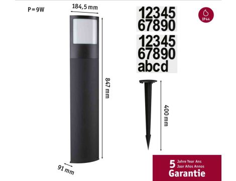 Oprawa ogrodowa PADEA LED 8.5W 700lm 3000K PIR IP44 230V antracyt / tworzywo sztuczne - 6