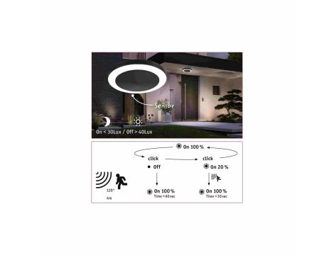 Plafoniera CIRCULA 14W 3000K IP44 230V antracyt / tworzywo sztuczne - 4