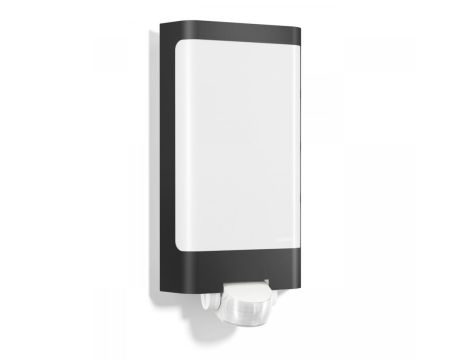 oprawa elewacyjna z czujnikiem ruchu i zmierzchu Steinel L 240 S PIR 9,3W LED 946lm 3000K IP44 IK07 230V antracyt / stal nierdzewna