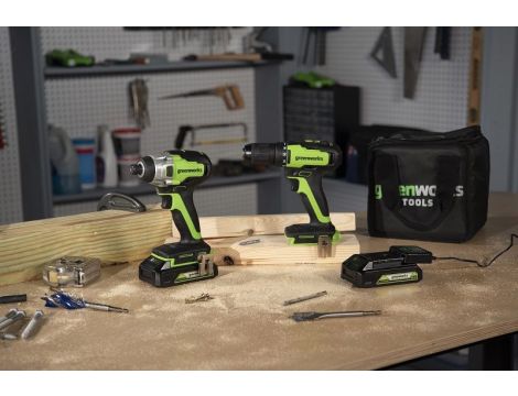 24V wiertarko-wkrętarka Greenworks GD24DD35K2 zestaw ładowarka + aku 2Ah + walizka - 4