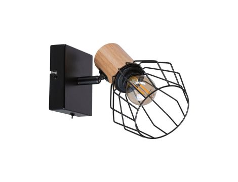Oprawa ścienna LANKA E14 max.1x20W z wyłącznikiem 230V czarny / drewno - 3