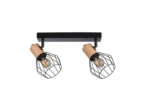 Oprawa ścienno sufitowa LANKA E14 max. 2x20W 230V czarny / drewno - 3
