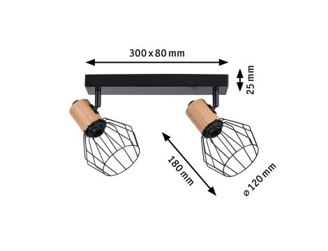 Oprawa ścienno sufitowa LANKA E14 max. 2x20W 230V czarny / drewno - 6