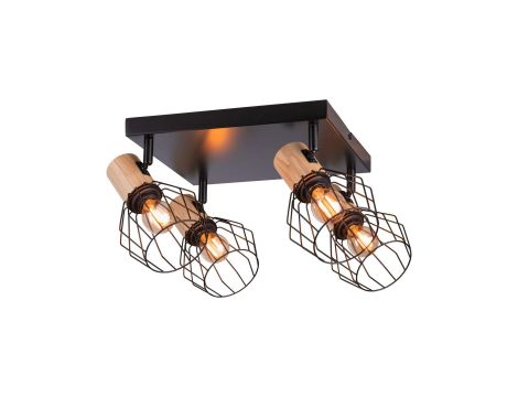 Oprawa ścienno sufitowa LANKA E14 max. 4x20W 230V czarny / drewno