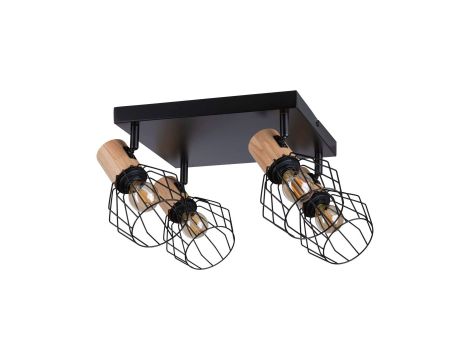 Oprawa ścienno sufitowa LANKA E14 max. 4x20W 230V czarny / drewno - 3