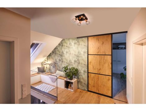 Oprawa ścienno sufitowa LANKA E14 max. 4x20W 230V czarny / drewno - 5