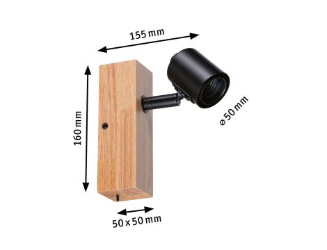 Oprawa ścienna  ARVID E27 max.1x20W E27 230V czarny / drewno - 5