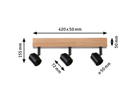 Oprawa ścienno sufitowa ARVID E27 max. 3x20W 230V czarny / drewno - 6