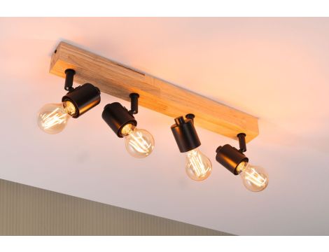 Oprawa ścienno sufitowa ARVID E27 max. 4x20W 230V czarny / drewno - 4