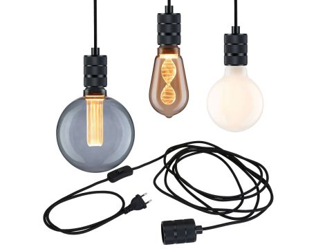 Lampa wisząca z wyłącznikiem TILLA Neordic E27 max. 20W IP20 230V czarny / metal