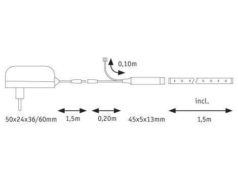 Kompletny zestaw taśma DYNAMIC LED RGB+ 3W 1,5M IP20 60LED/m  5VA 230V/12V DC biały / tworzywo sztuczne - 7