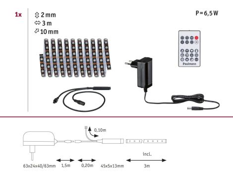 Kompletny zestaw taśma DYNAMIC LED RGB+ 5W 3M IP20 60LED/m 10VA 230V/12V DC biały / tworzywo sztuczne - 7