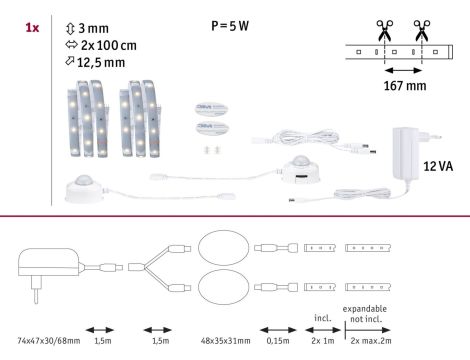 MaxLED 250 Night Comfort zestaw dwustronny 2x1m 2x4W 2x300lm 60LEDs/m 2700K 24VA - 5
