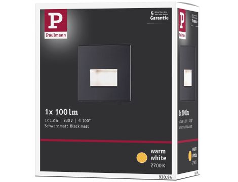 Oprawa przyschodowa EDGE LED kwadrat 1x1,2W 50lm 2700K 230V czarny matowy / tworzywo sztuczne - 7