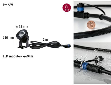 Oprawa do oczka wodnego Plug & Shine POOL SPOT 5W 3000K 440lm IP68 24V czarny /  aluminium - 6