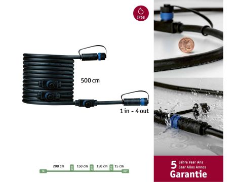 Przewód połączeniowy Plug & Shine 5m 1in-4out IP68 24V czarny / tworzywo sztuczne - 3