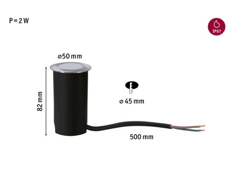 Oprawa wpuszczana podłogowa LED 2.2W 60lm IP67 2200K 230V aluminium metal - 6