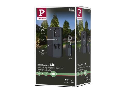 Zewnętrzna kolumna zasilająca RIO 2GN. 24V Plug & Shine + 2GN. 230V IP44 + czujnik zmierzchu stal szlachetna / antracyt - 9