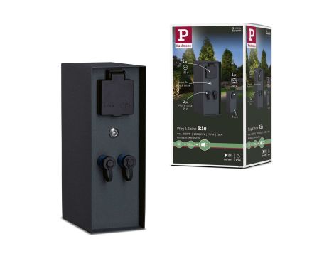 Zewnętrzna kolumna zasilająca RIO 2GN. 24V Plug & Shine + 2GN. 230V IP44 + czujnik zmierzchu stal szlachetna / antracyt - 8