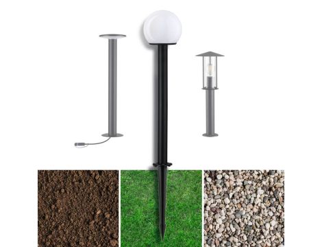 Podstawa grot / szpilka wbijana do lamp ogrodowych 40cm okrągła metalowa - 4