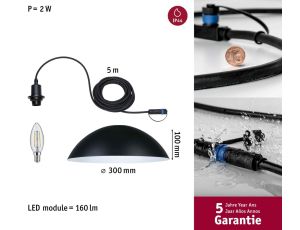 Lampa wisząca MAPALO Plug & Shine 2W - max. 10W 3000K IP44 24V antracyt / aluminium / stal nierdzewna