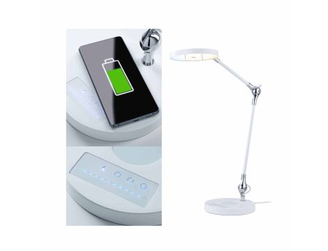 Lampka biurkowa NUMIS QI LED 11W 2700K-6500K 1000lm DIM + ładowanie indukcyjne 230V biały / aluminium - 4