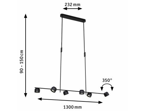 Lampa wisząca PURIC PANE LED 6x6.5W 1x4.5W 3-STEP DIM 2700K 230V czarny / metal - 9