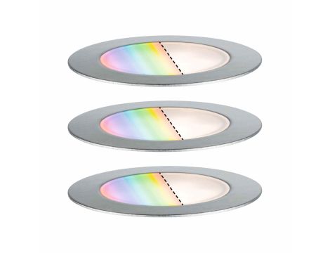 Oprawa wpuszczana Plug & Shine FLOOR SH Zigbee RGBW zestaw 3X2W IP67 24V srebrny / stal nierdzewna - 3