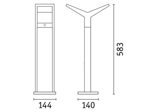 Oprawa ogrodowa JUNTEA LED PIR 2x12.5W 2x800lm 3000K 585mm IP44 230V antracyt / aluminium - 7