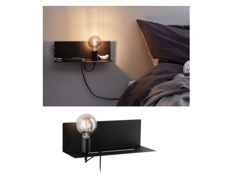 Oprawa ścienna DEVARA E27 max.1x40W USB C 230V czarny mat /metal - 6