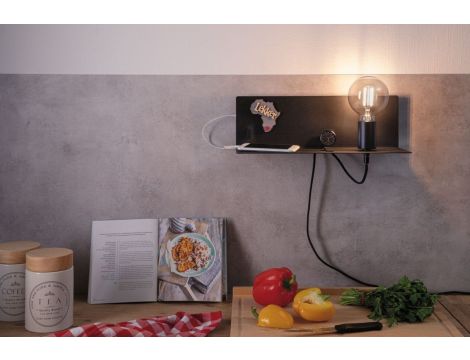 Oprawa ścienna DEVARA E27 max.1x40W USB C 230V czarny mat /metal - 7