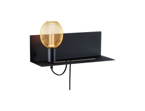 Oprawa ścienna DEVARA E27 max.1x40W USB C 230V czarny mat /metal - 2