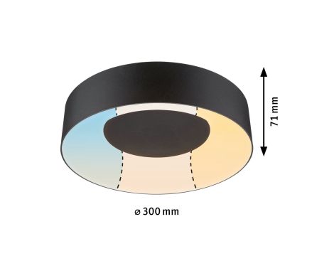 Plafoniera CASCA LED 16W 1500lm okrągła 300mm 2700/4000/6500K IP44 230V czarny matowy /  tworzywo sztuczne - 6
