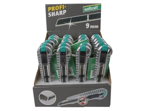 Nóż z ostrzem 9 mm pro-sharp, metalowy, Wolfcraft