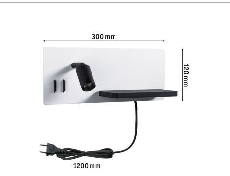 Oprawa ścienna SERRA LED DIM  USB-C LEFT 650/200lm 2700K 230V biały matowy / czarny matowy - 8