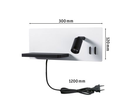 Oprawa ścienna SERRA LED DIM  USB-C RIGHT 650/200lm 2700K 230V biały matowy / czarny matowy - 7