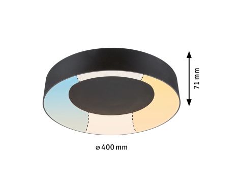 Plafoniera CASCA LED 23W 2100lm okrągła 400mm 2700/4000/6500K IP44 230V czarny matowy / tworzywo sztuczne - 6
