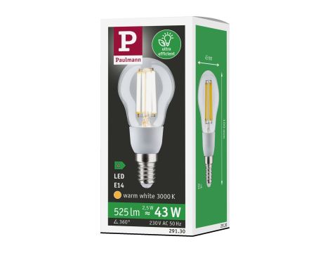 Źródło światła LED ECO LINE G45 2.5W 525lm E14 3000K 230V przezroczysty / szkło - 3
