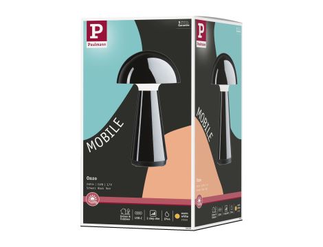 Lampka stołowa akumulatorowa ONZO LED 3-STEP DIM USB-C 2.6W 240lm 2700K IP44 czarny połysk / tworzywo sztuczne - 12