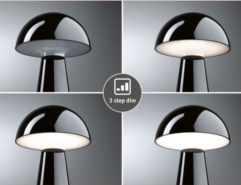 Lampka stołowa akumulatorowa ONZO LED 3-STEP DIM USB-C 2.6W 240lm 2700K IP44 czarny połysk / tworzywo sztuczne - 3