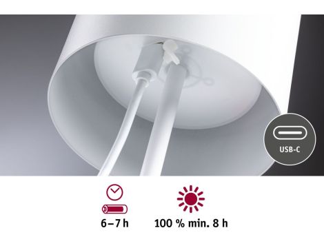 Lampka stołowa akumulatorowa TUNI LED DIM USB-C 2.8W 240lm 2700K IP44 biały  matowy / tworzywo sztuczne - 11