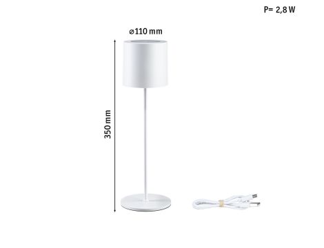 Lampka stołowa akumulatorowa TUNI LED DIM USB-C 2.8W 240lm 2700K IP44 biały  matowy / tworzywo sztuczne - 12