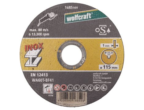 Tarcza korundowa 115x1 do cięcia stali nierdzewnej 10 sztuk, WOLFCRAFT