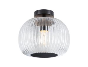 Lampa sufitowa łazienkowa RUYA E27 max.60W IP44 230V czarny matowy / szkło - image 2