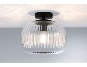 Lampa sufitowa łazienkowa RUYA E27 max.60W IP44 230V czarny matowy / szkło