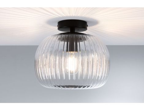 Lampa sufitowa łazienkowa RUYA E27 max.60W IP44 230V czarny matowy / szkło