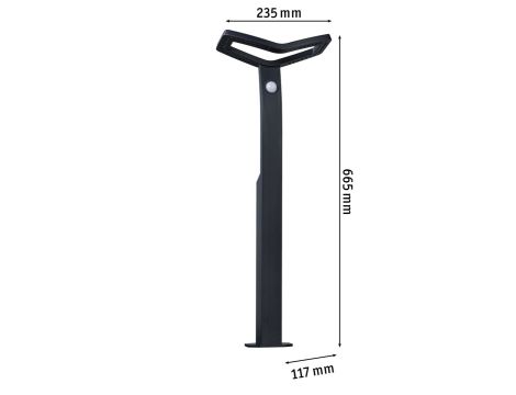 Oprawa ogrodowa ALARA LED 10W 450lm 3000K 665mm czujnik ruchu i zmierzchu IP44 230V antracyt / aluminium - 5